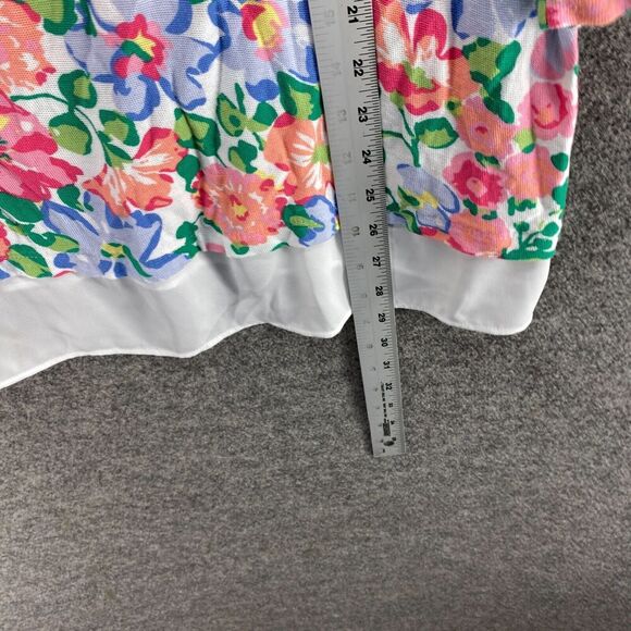 Talbots Sweater Pullover Women 2X Plus White Floral Knit Long Sleeve Cotton - Picture 6 of 7